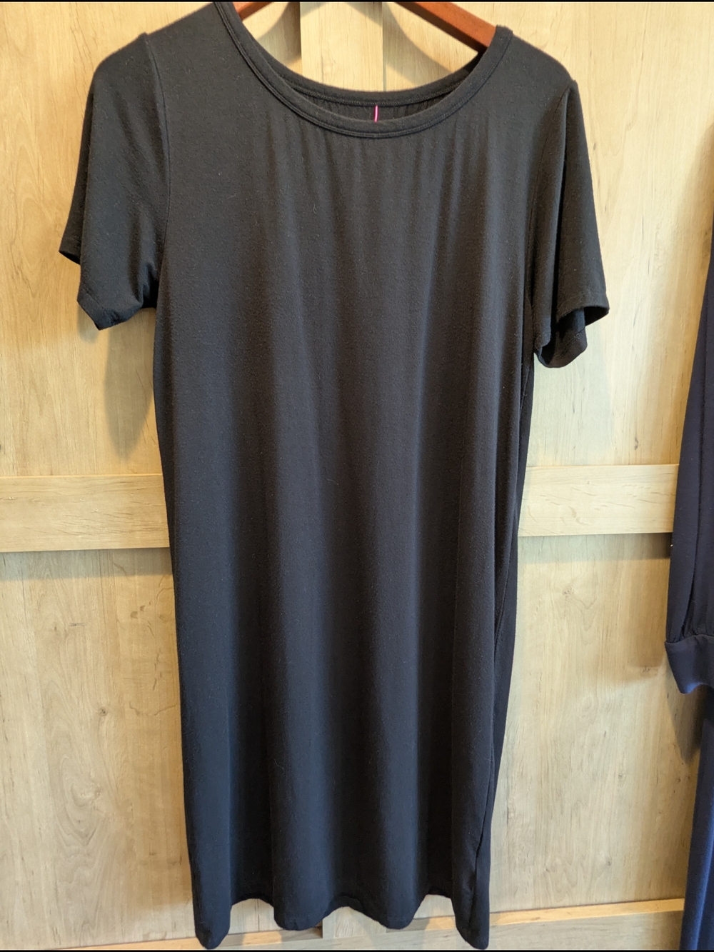 Hatch Black Short-Sleeve Midi Shift Dress
